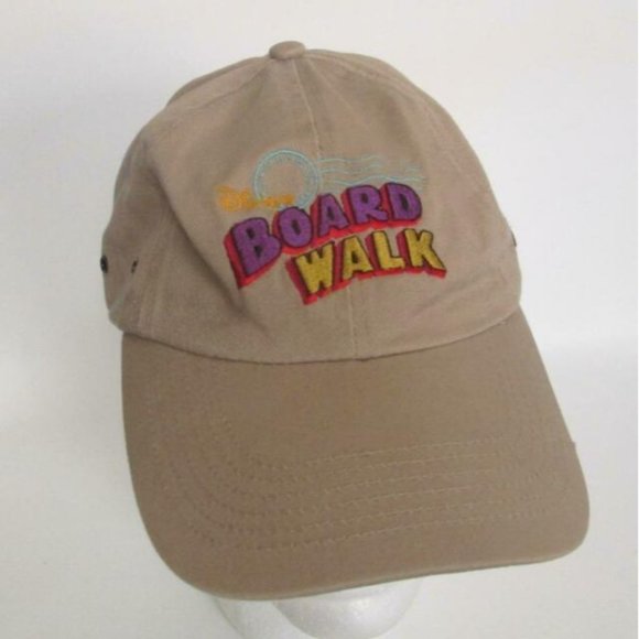 Vintage Disney Boardwalk Cap Beige Embroidered Hat Buckle Back 1990s main image 6